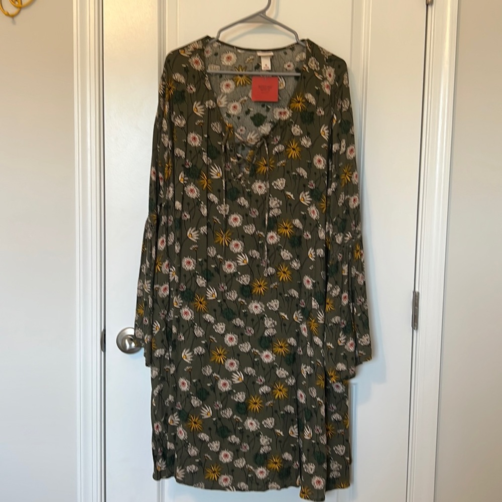 Lace Up Floral Dress